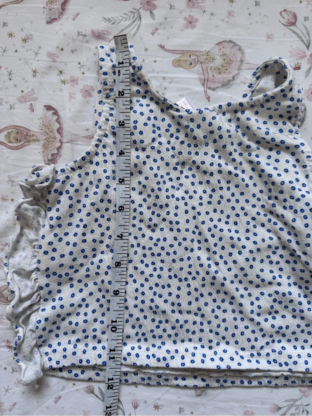 Zara Girls Blue Ditsy Floral Ruffle Crop Top & Shorts Set | 2–4Y